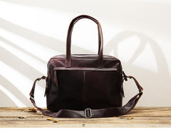 Dark Brown Cool Leather Mens Large 15 inches Briefcase Laptop Briefcase Messenger Bags Side Bags Work Bag for Men - imessengerbags