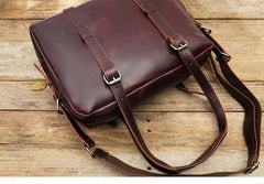 Dark Brown Cool Leather Mens Large 15 inches Briefcase Laptop Briefcase Messenger Bags Side Bags Work Bag for Men - imessengerbags