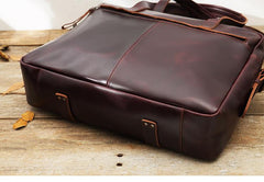 Dark Brown Cool Leather Mens Large 15 inches Briefcase Laptop Briefcase Messenger Bags Side Bags Work Bag for Men - imessengerbags