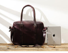 Dark Brown Cool Leather Mens Large 15 inches Briefcase Laptop Briefcase Messenger Bags Side Bags Work Bag for Men - imessengerbags