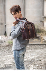 Dark Brown Cool Leather Mens Large 15 inches Briefcase Laptop Briefcase Messenger Bags Side Bags Work Bag for Men - imessengerbags