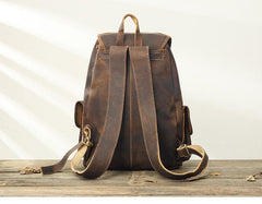 Dark Brown Cool Mens 13 inches Leather Backpacks Travel Backpacks Brown Laptop Backpack for men - imessengerbags