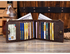 Cool Dark Brown Mens long Card Wallet Mutlicard Wallet Card Wallet Bifold Long Wallet for Men - imessengerbags