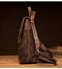 Dark Brown Fashion Mens Leather 13-inch Computer Backpack Brown Travel Backpacks School Backpacks for men - imessengerbags