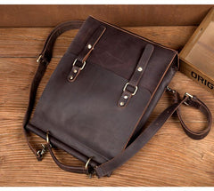 Cool Coffee Mens Leather 13inch Computer Backpack Fashion School Backpacks Satchel Backpack for men - imessengerbags