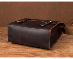 Cool Coffee Mens Leather 13inch Computer Backpack Fashion School Backpacks Satchel Backpack for men - imessengerbags