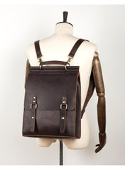 Cool Coffee Mens Leather 13inch Computer Backpack Fashion School Backpacks Satchel Backpack for men - imessengerbags