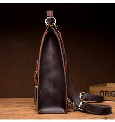 Cool Coffee Mens Leather 13inch Computer Backpack Fashion School Backpacks Satchel Backpack for men - imessengerbags
