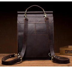 Cool Coffee Mens Leather 13inch Computer Backpack Fashion School Backpacks Satchel Backpack for men - imessengerbags