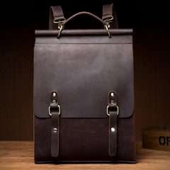 Cool Coffee Mens Leather 13inch Computer Backpack Fashion School Backpacks Satchel Backpack for men - imessengerbags