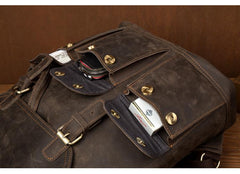 Fashion Coffee Mens Leather 15-inch Computer Backpack Travel Backpacks School Backpacks for men - imessengerbags