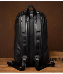 Fashion Brown Mens Leather 15-inch Computer Backpacks Black Travel Backpacks School Backpack for men - imessengerbags