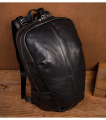 Fashion Brown Mens Leather 15-inch Computer Backpacks Black Travel Backpacks School Backpack for men - imessengerbags