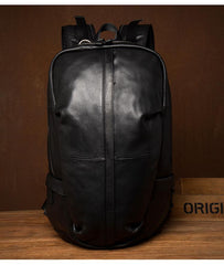 Fashion Brown Mens Leather 15-inch Computer Backpacks Black Travel Backpacks School Backpack for men - imessengerbags