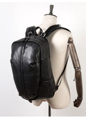 Fashion Brown Mens Leather 15-inch Computer Backpacks Black Travel Backpacks School Backpack for men - imessengerbags