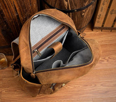 Dark Brown Fashion Mens Leather 15-inch Brown Computer Backpacks Brown Travel Backpacks School Backpacks for men - imessengerbags