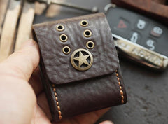 Dark Brown Handmade Leather Mens Black Car Key Holder Car Key Case with Belt Loop For Men - imessengerbags