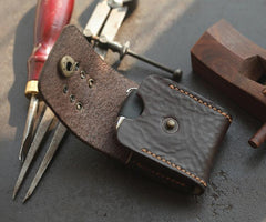 Dark Brown Handmade Leather Mens Black Car Key Holder Car Key Case with Belt Loop For Men - imessengerbags