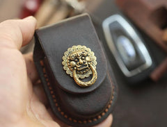 Dark Brown Handmade Genuine Leather Mens Car Key Case Car Key Holder For Men - imessengerbags