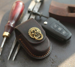 Dark Brown Handmade Genuine Leather Mens Car Key Case Car Key Holder For Men - imessengerbags
