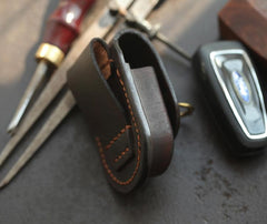 Dark Brown Handmade Genuine Leather Mens Car Key Case Car Key Holder For Men - imessengerbags