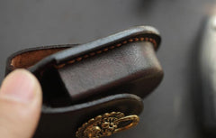 Dark Brown Handmade Genuine Leather Mens Car Key Case Car Key Holder For Men - imessengerbags