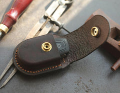 Dark Brown Handmade Genuine Leather Mens Car Key Case Car Key Holder For Men - imessengerbags