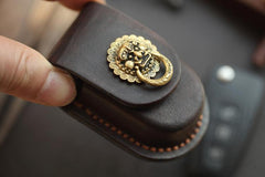 Dark Brown Handmade Genuine Leather Mens Car Key Case Car Key Holder For Men - imessengerbags