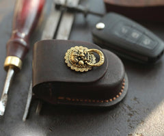 Dark Brown Handmade Genuine Leather Mens Car Key Case Car Key Holder For Men - imessengerbags