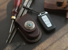 Dark Brown Handmade Genuine Leather Mens Car Key Case Car Key Holder For Men - imessengerbags