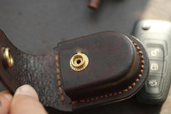 Dark Brown Handmade Genuine Leather Mens Car Key Case Car Key Holder For Men - imessengerbags