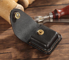 Handmade Leather Mens Zippo Lighter Case With Belt Loop Cool Dark Brown Standard Zippo Lighter Holders For Men