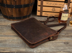 Cool Dark Brown Leather 11 inches Mens Courier Bag Casual Messenger Bags Clutch Postman Bags for Men - imessengerbags