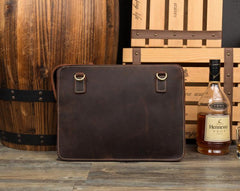 Cool Dark Brown Leather 11 inches Mens Courier Bag Casual Messenger Bags Clutch Postman Bags for Men - imessengerbags