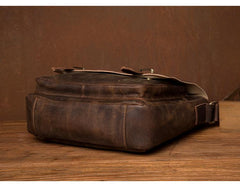 Cool Dark Brown Leather 11 inches Mens Small Messenger Bags Side Bag Brown Courier Bag for Men - imessengerbags