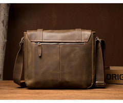 Cool Dark Brown Leather 11 inches Mens Small Messenger Bags Side Bag Brown Courier Bag for Men