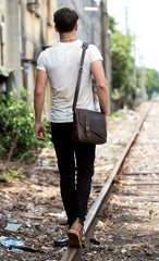 Cool Coffee Leather 13 inches Mens Small Postman Bag Messenger Bag Courier Bag for Men