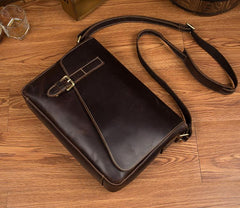 Cool Coffee Leather 13 inches Mens Small Postman Bag Messenger Bag Courier Bag for Men - imessengerbags