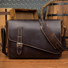 Cool Coffee Leather 13 inches Mens Small Postman Bag Messenger Bag Courier Bag for Men