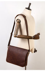 Dark Brown Leather 13 inches Mens Messenger Bags Courier Bags Postman Bag for Men