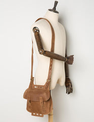 Dark Brown Leather 8 inches Mens Small Saddle Messenger Bags Shoulder Bags for Men - imessengerbags