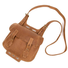 Dark Brown Leather 8 inches Mens Small Saddle Messenger Bags Shoulder Bags for Men - imessengerbags