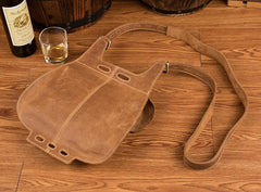 Dark Brown Leather 8 inches Mens Small Saddle Messenger Bags Shoulder Bags for Men - imessengerbags