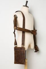 Cool Brown Leather 8 inches Mens Small Vertical Messenger Bags Brown Courier Bag for Men - imessengerbags