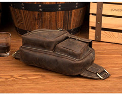 Cool Brown Leather Fanny Pack Mens Waist Bags Hip Pack Belt Bags Bumbags for Men