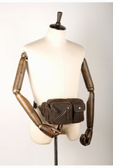 Cool Brown Leather Fanny Pack Mens Waist Bags Hip Pack Belt Bags Bumbags for Men