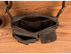 Cool Brown Leather Fanny Pack Mens Waist Bags Hip Pack Belt Bags Bumbags for Men