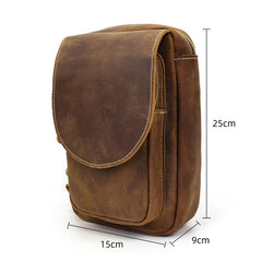Leather Men's 8 inches Brown Sling Bag Chest Bag Dark Brown One Shoulder Backpack For Men