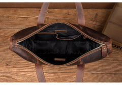 Vintage Dark Brown Leather Mens 12 inches Briefcase Laptop Side Bag Business Bags Work Bags for Men - imessengerbags
