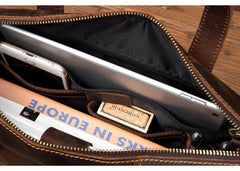 Vintage Dark Brown Leather Mens 12 inches Briefcase Laptop Side Bag Business Bags Work Bags for Men - imessengerbags